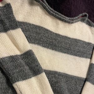 Grey and white stripes sweater